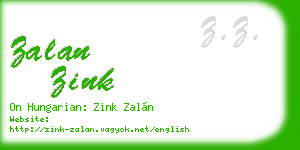 zalan zink business card